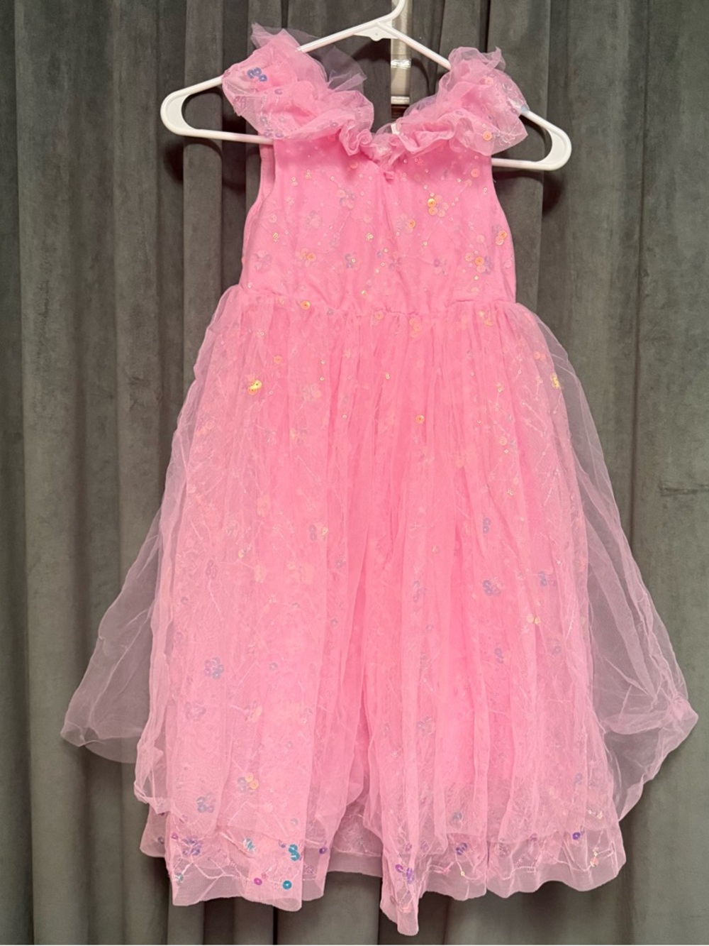 Girls Pink Tulle Dress Glitter Accents Sequences Princess Sparkle Ballroom 7